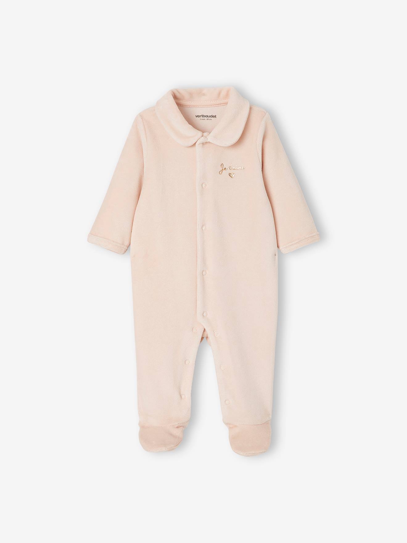 Conjunto de 2 macacões para bebê menina em veludo bicolor rosa médio/multicolorido