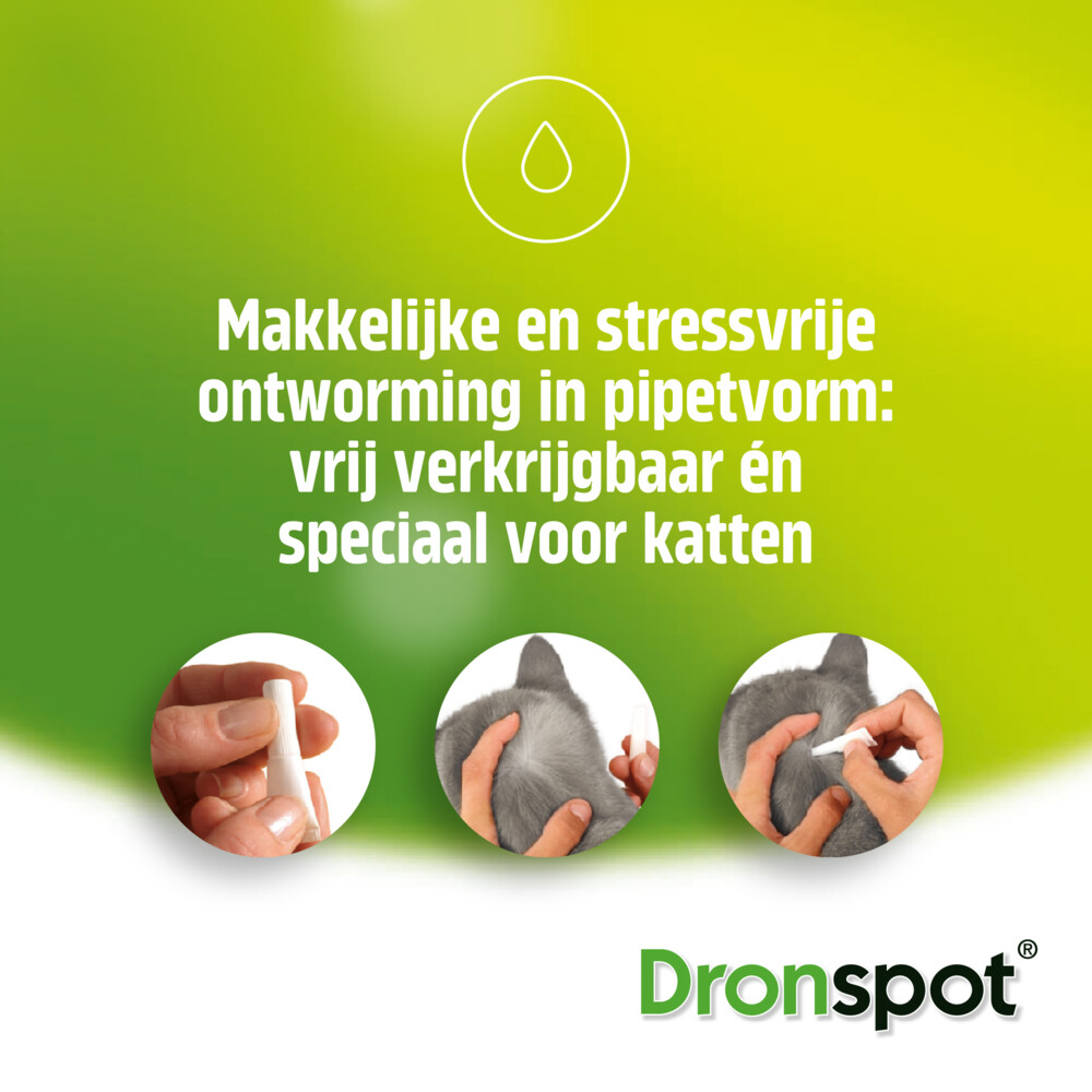 Dronspot Spot On Ontwormingsdruppels Kat 2,5 - 5 kg2 pipetten