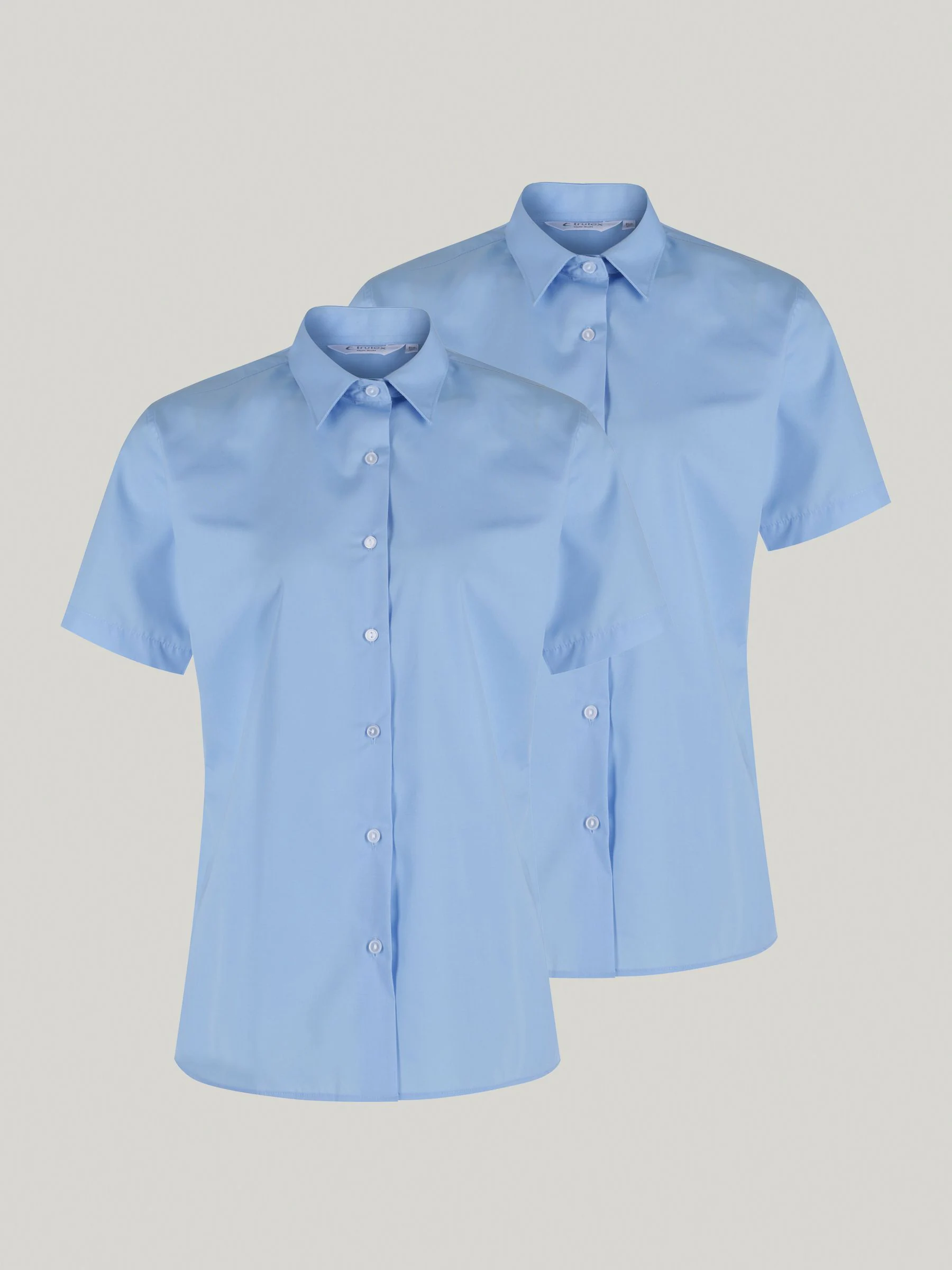 Trutex - Verpakking van 2 blauwe schooloverhemden met korte mouwen en regular fit