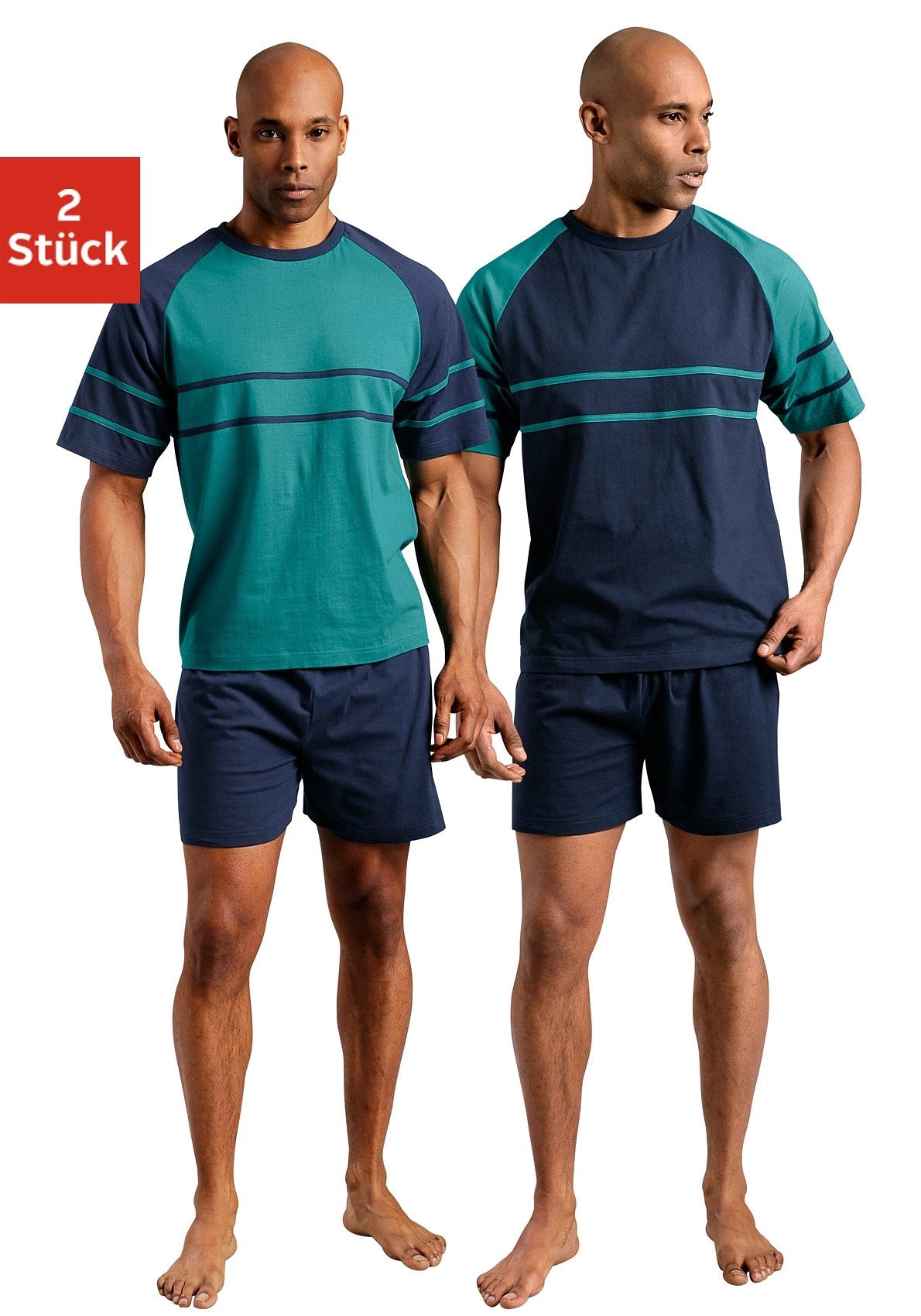 le jogger® Pyjama, 4 Stk. mit aufgesetzten Streifen