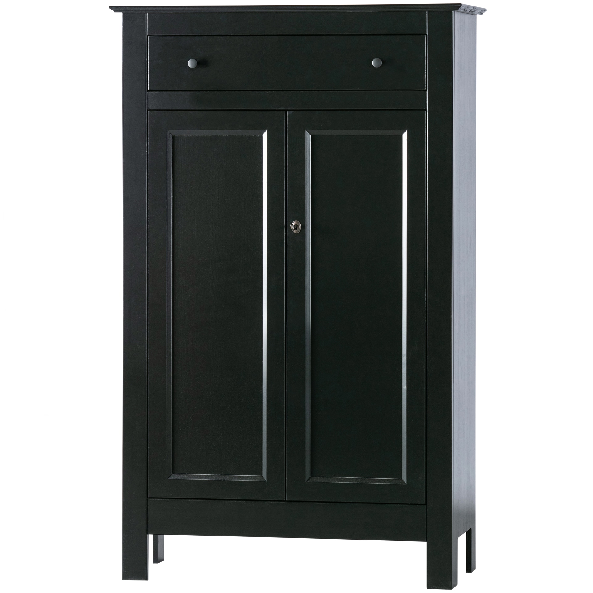 Highboard EVA 93 x 150 cm Kiefer teilmassiv schwarz