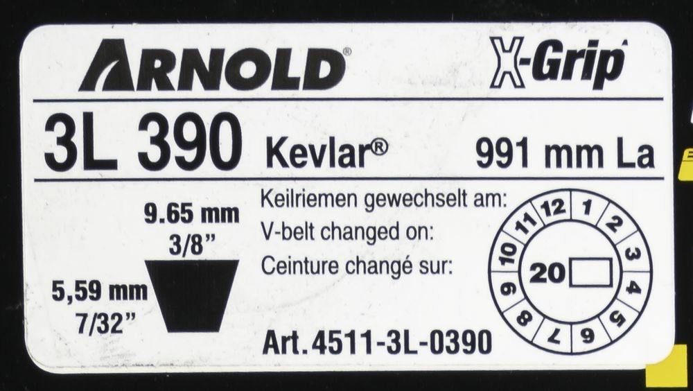 Courroie trapézoïdale x-grip v de type 3l390