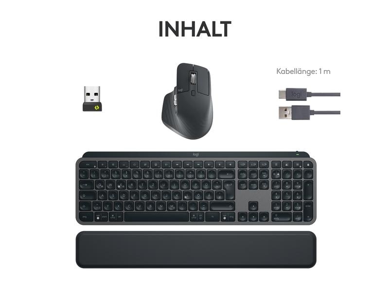 Logitech Tastatur-Maus-Set MX Keys S Combo Komfortables Tastatur- und Maus-Set mit Multi-Device Kopplung und intelligenter Tastaturbeleuchtung