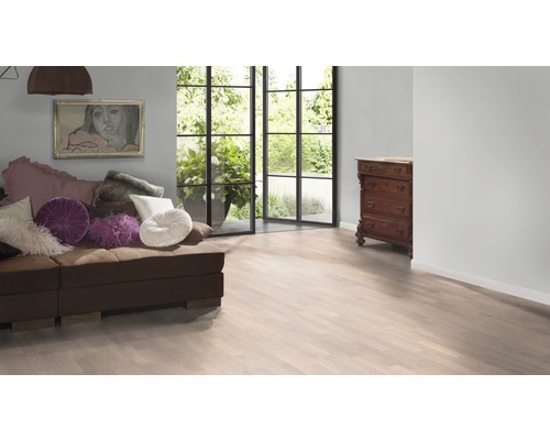 Parket 13.0 Eiken Lichtbeige Scheepsdek 3-Strook Geëgaliseerd Wit Geolied