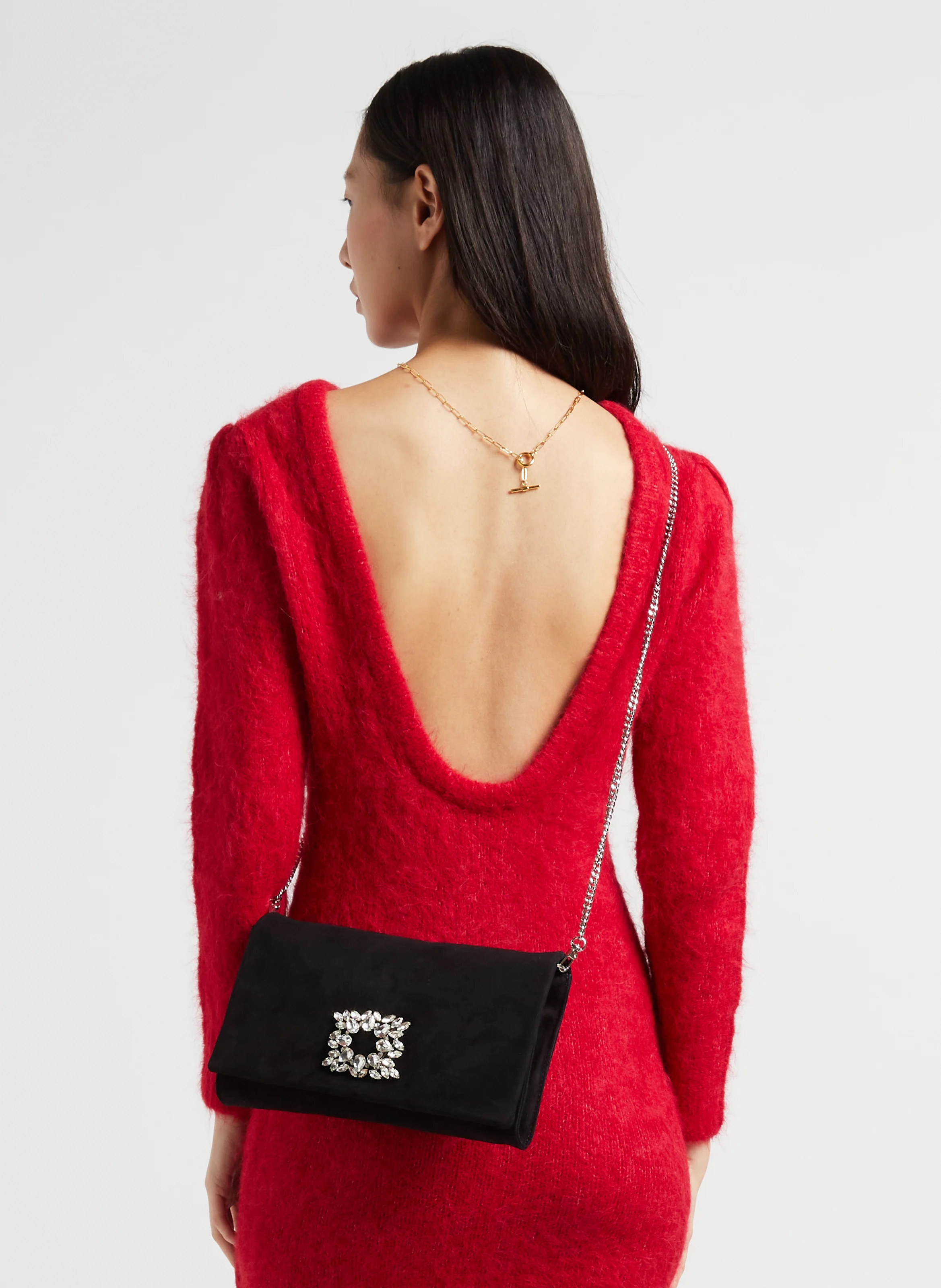 MANIFIKA - Pochette bijou strass en velours| Noir