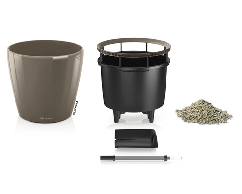Lechuza Classico LS plantenbak Ø 50 x H 47 cm taupe incl. zelfbewateringssysteem, plantenbak, substraat, waterniveau-indicator