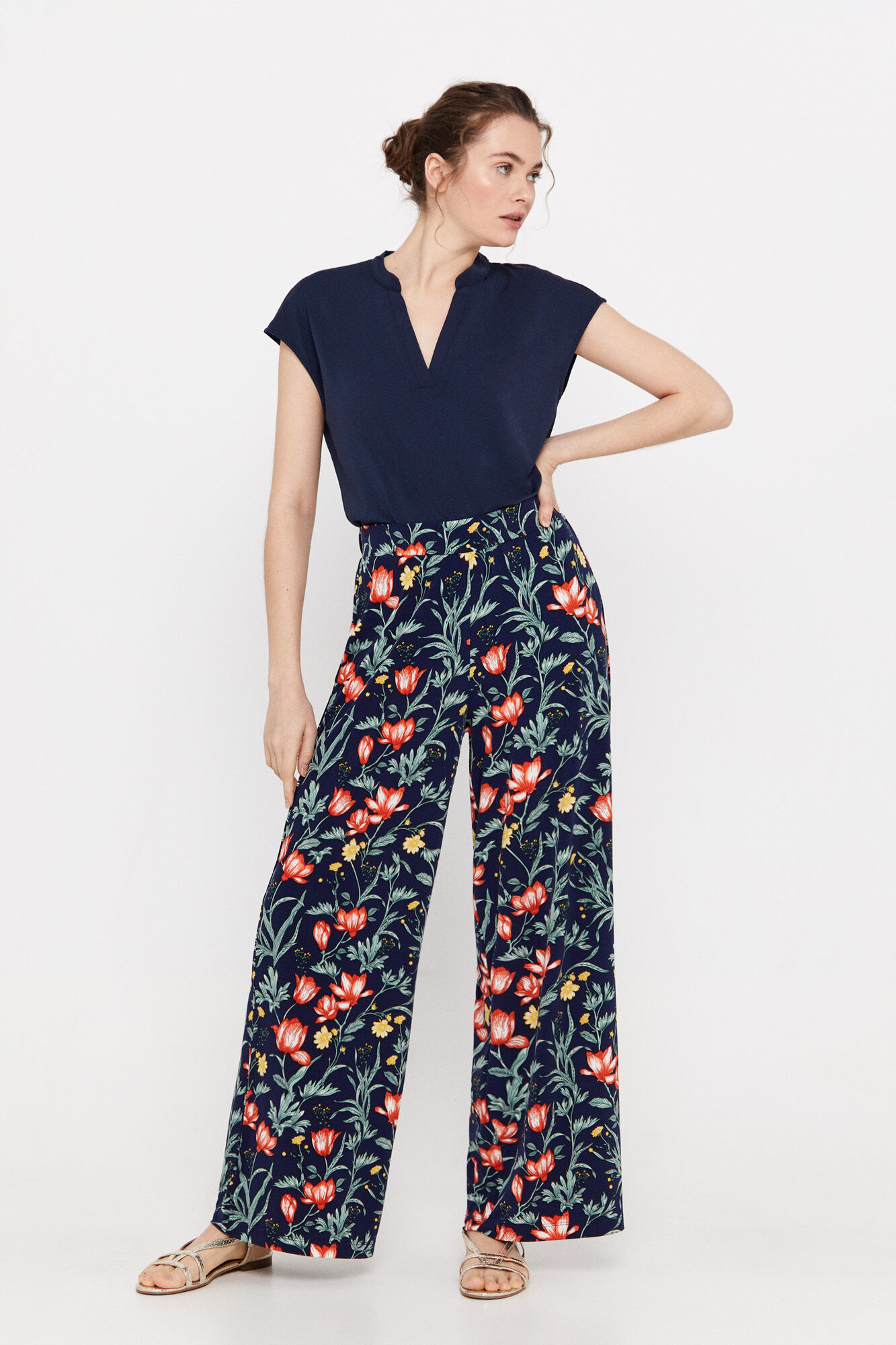 Calças de malha estampadas - Multicoloridas