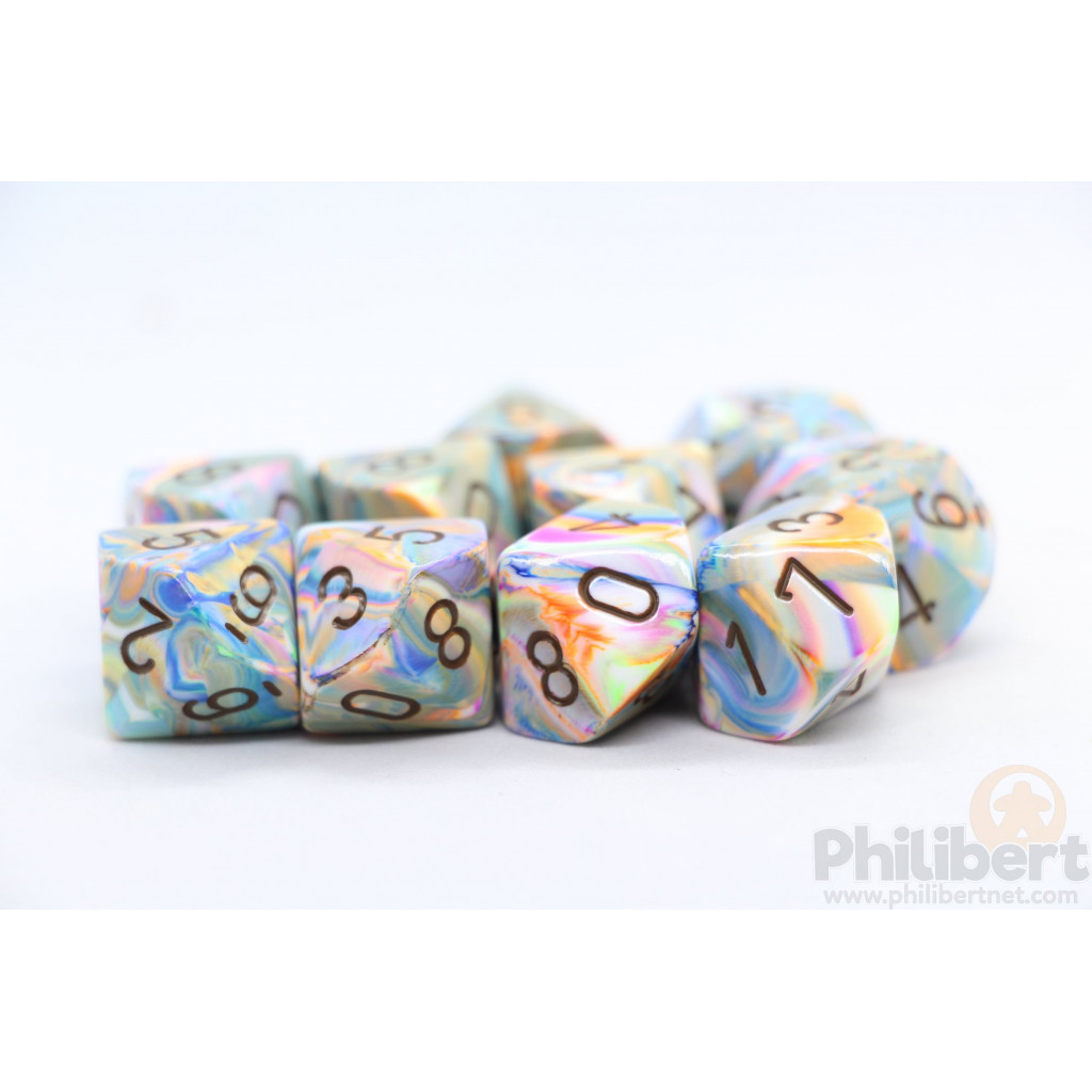 Set de 10 Dés 10 Faces Chessex : Festive