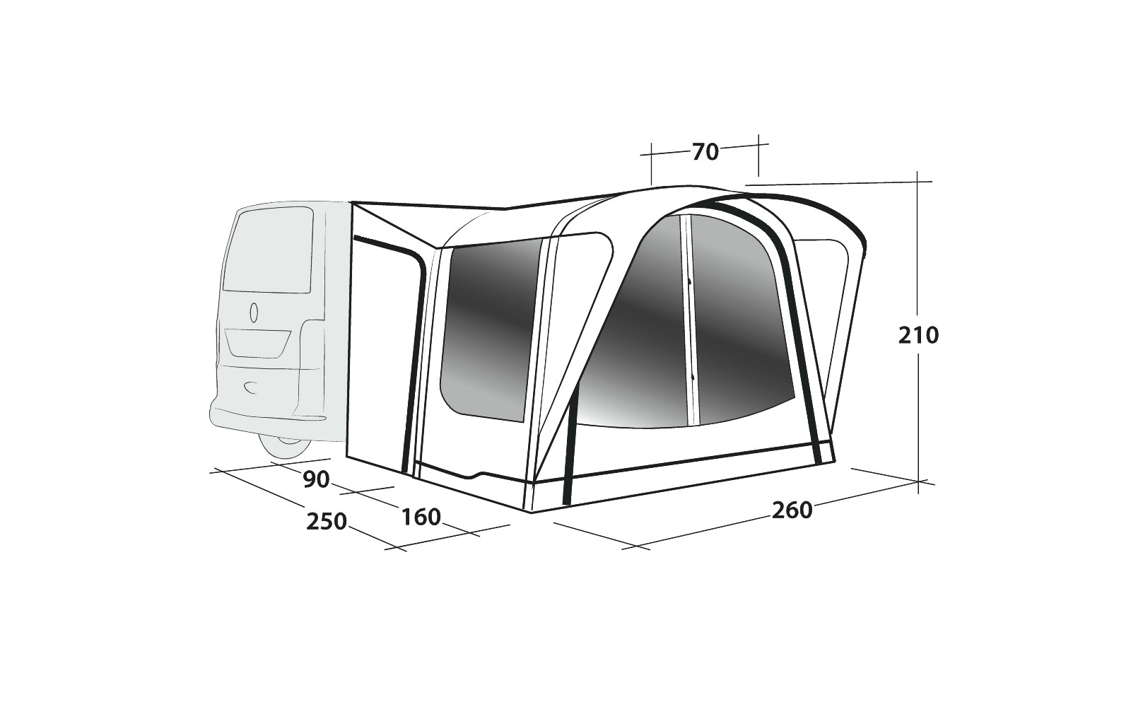 Outwell Newburg 160 Air Vorzelt aufblasbar grau