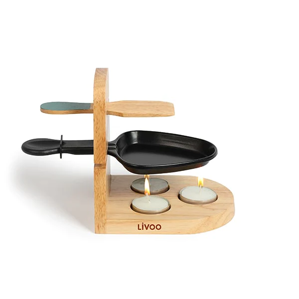 Kit 2 raclettes à la bougie et 6 bougies chauffe-plat de rechange Livo