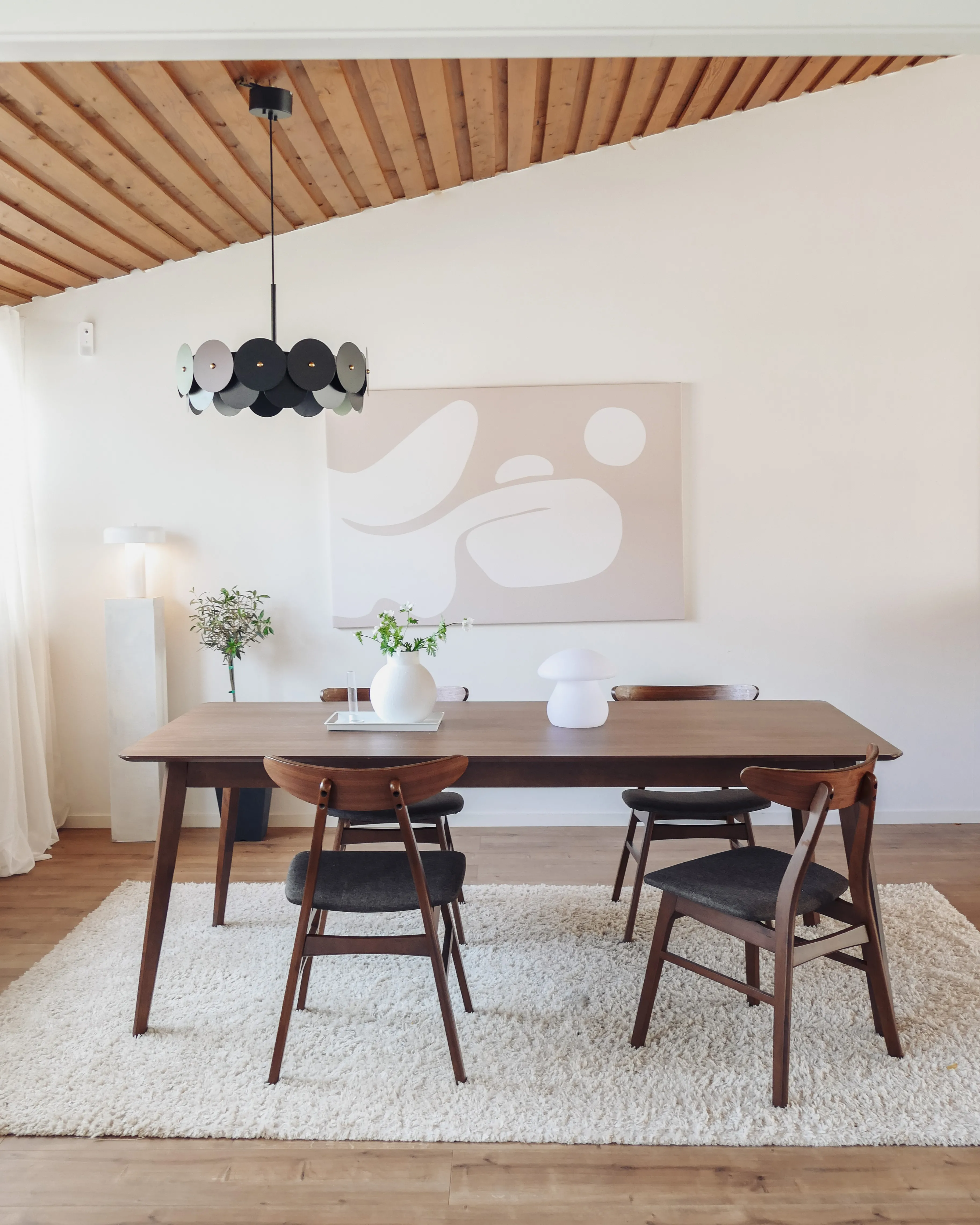 Set van 2 eetkamerstoelen LYNN Hout Donkerbruin/grijs