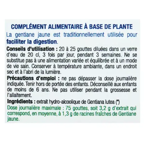 Extrato fresco de genciana amarela orgânica Ladrome 50ml