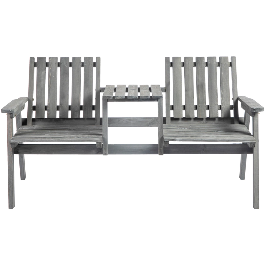 Outsunny Gartenbank mit Tisch grau