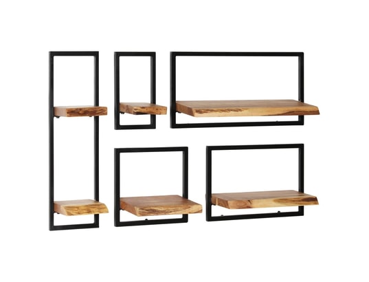 VIDAXL - Etagère murale Set d'étagères murales 5 pcs bois d'acacia massif et acier