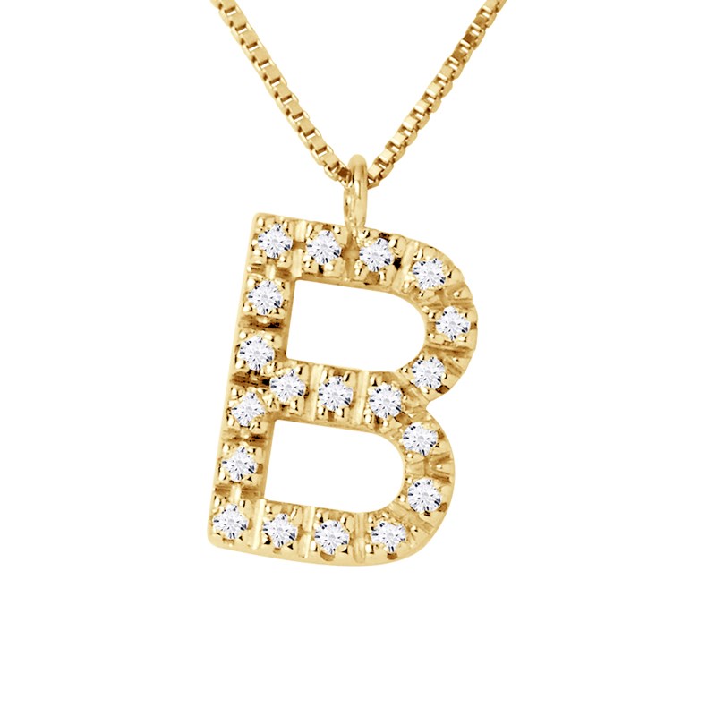 Collier ALPHABET Diamants 0,10 Cts  LETTRE 