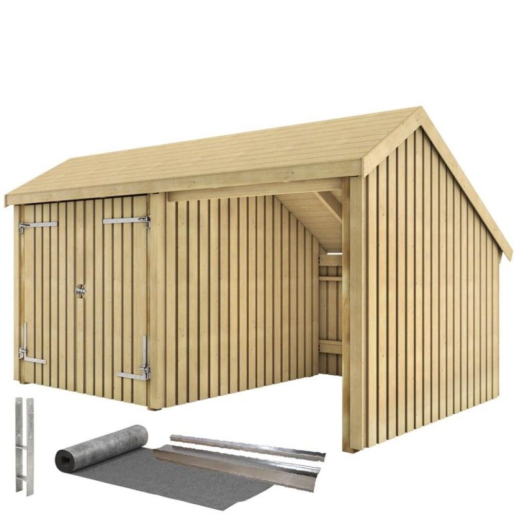 REDSKAPSBOD PLUS MULTI INKL TAKPAPP/STOLPEFOT DOBBELDØR 10,5 M²