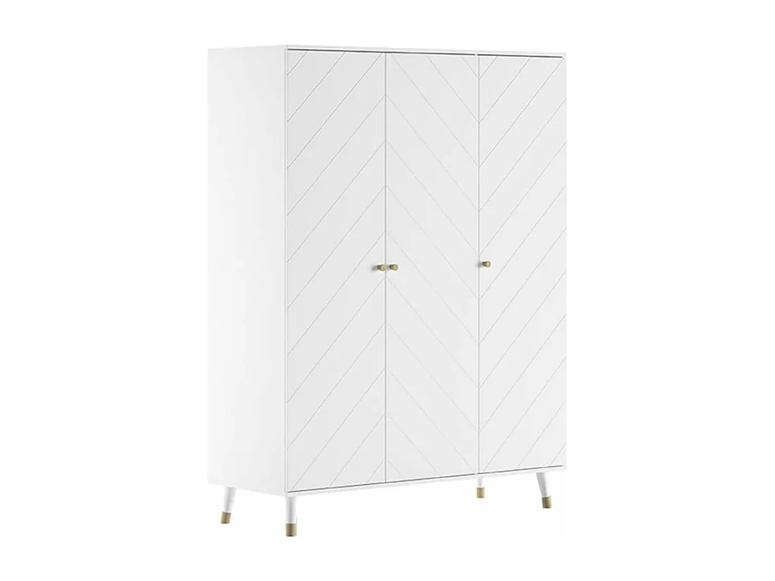 TINY WHITE - Chambre avec lit bébé rose + table à langer + Armoire 3 Portes