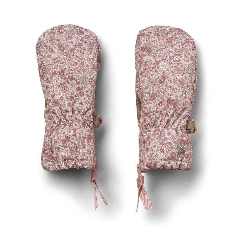 Technical Mittens Zipper rose dust flowers - Wheat - Rumpetroll