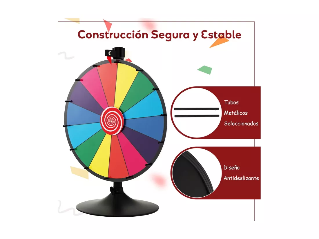 Roue de la Fortune 60cm à Hauteur Réglable avec 14 Emplacements