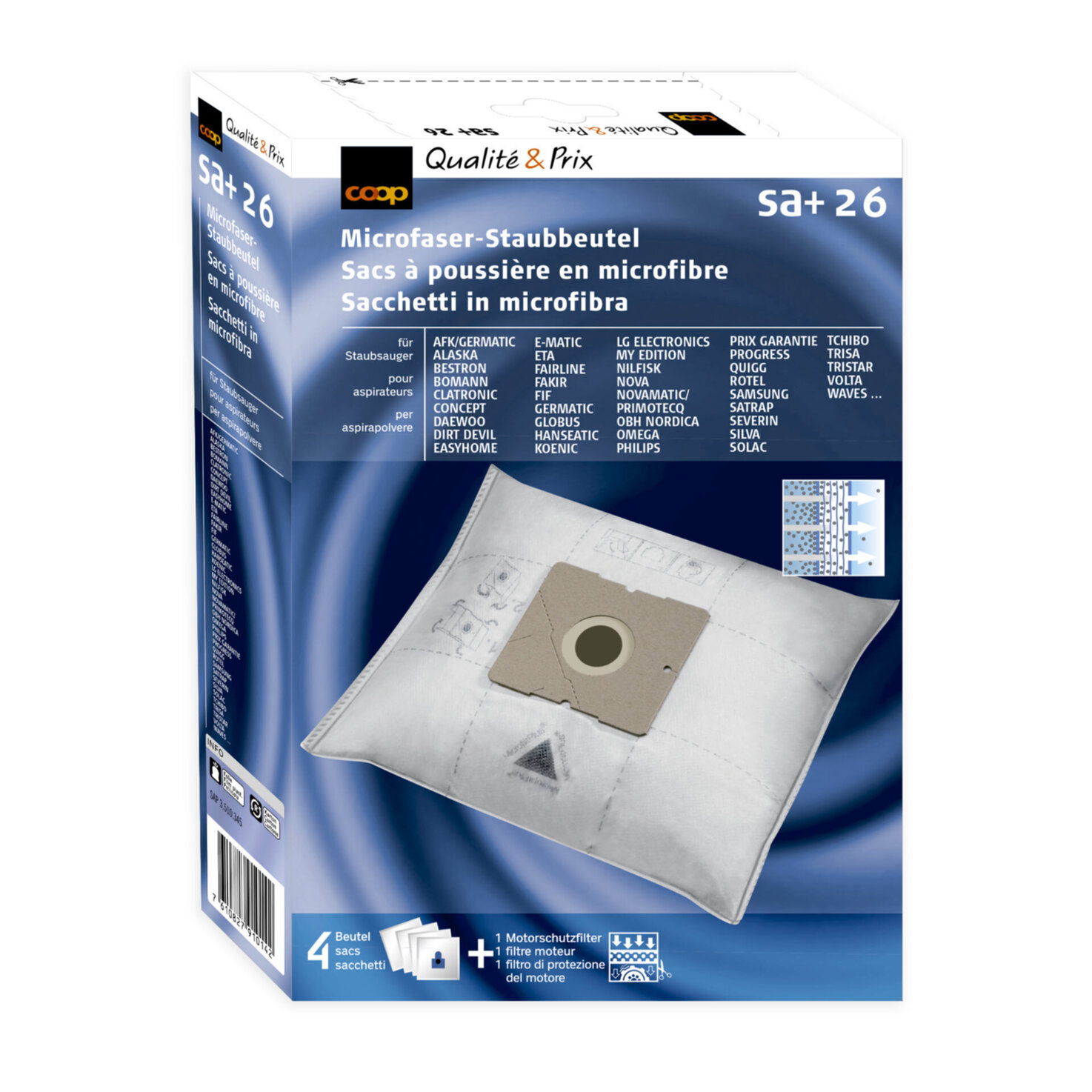 Staubsaugerbeutel Microfaser SA+26 4 Stück
