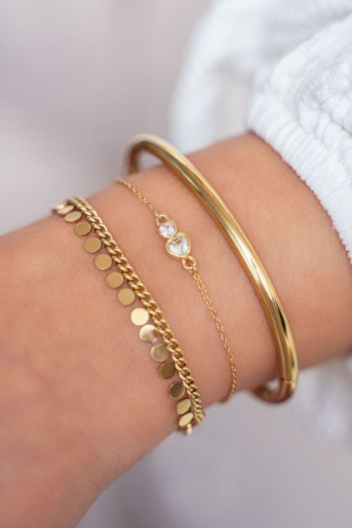 Armband dubbel strass hartje