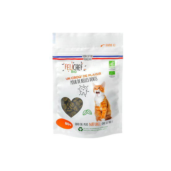 Friandises Bio ''Un Croq de plaisir'' pour de belles dents chat 80g