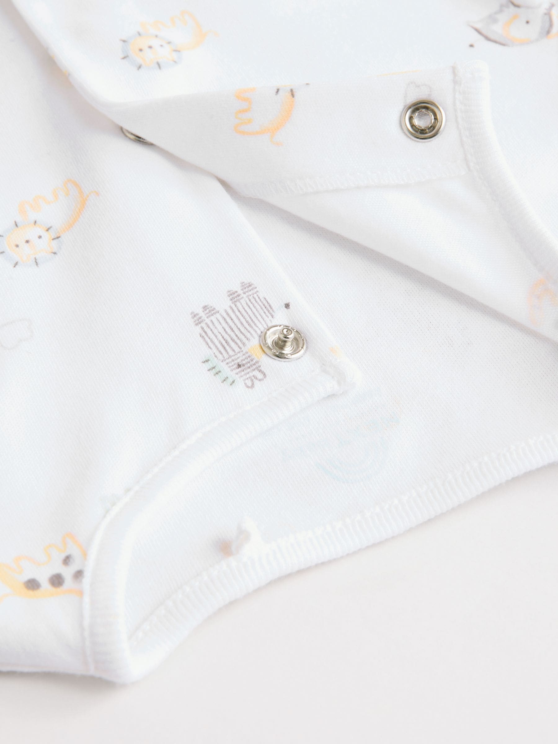 Wit met safariprint - Embroidered 3 Pack Baby Rompers