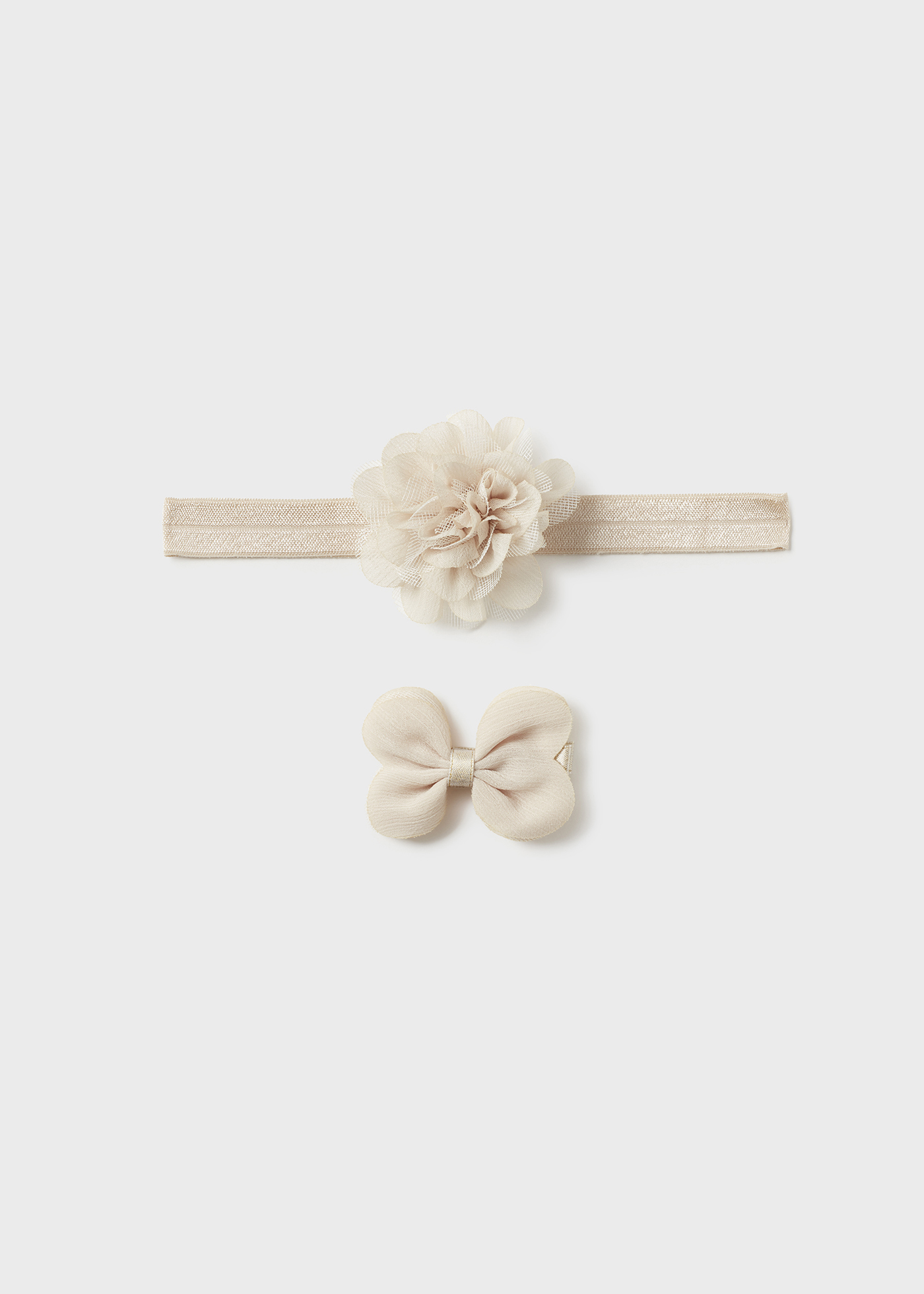 Conjunto de faixa de cabelo e presilha para recém-nascido, branco