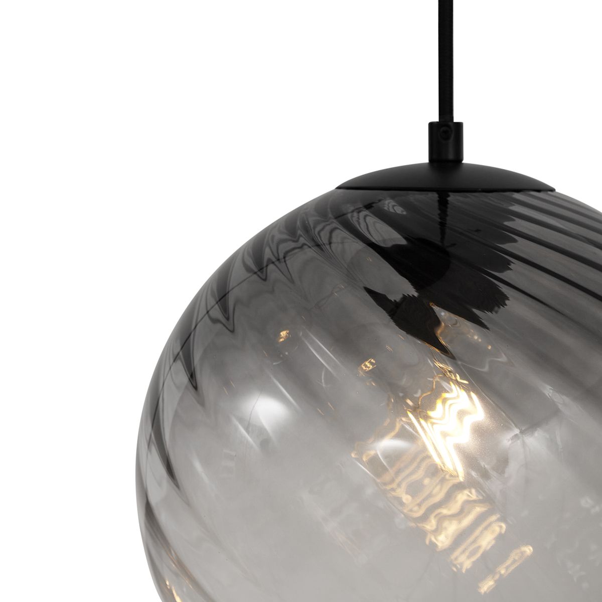 Art Deco hanglamp zwart met smoke glas langwerpig 4-lichts - Bao