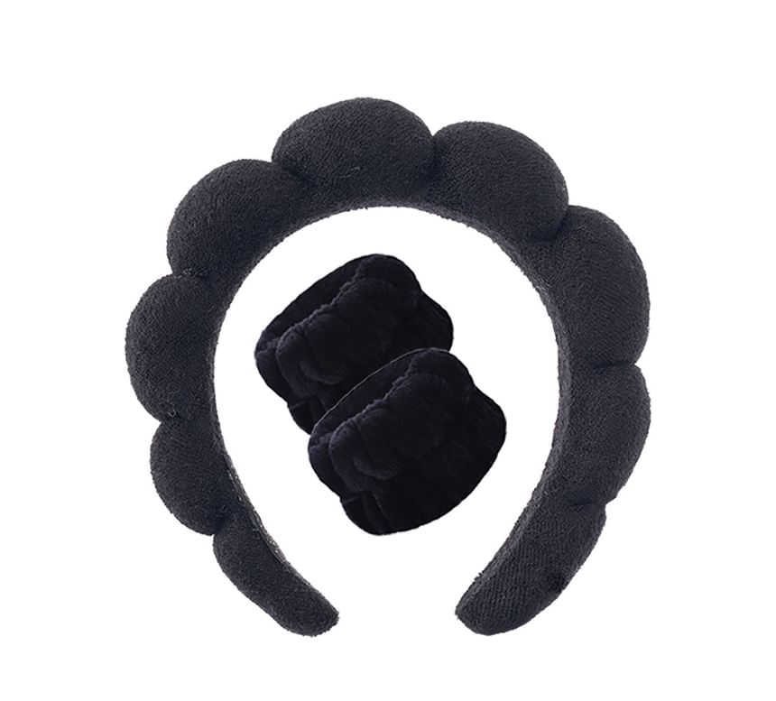 Bohod - Set van 3: Effen gezichtsreiniger hoofdband + polsband