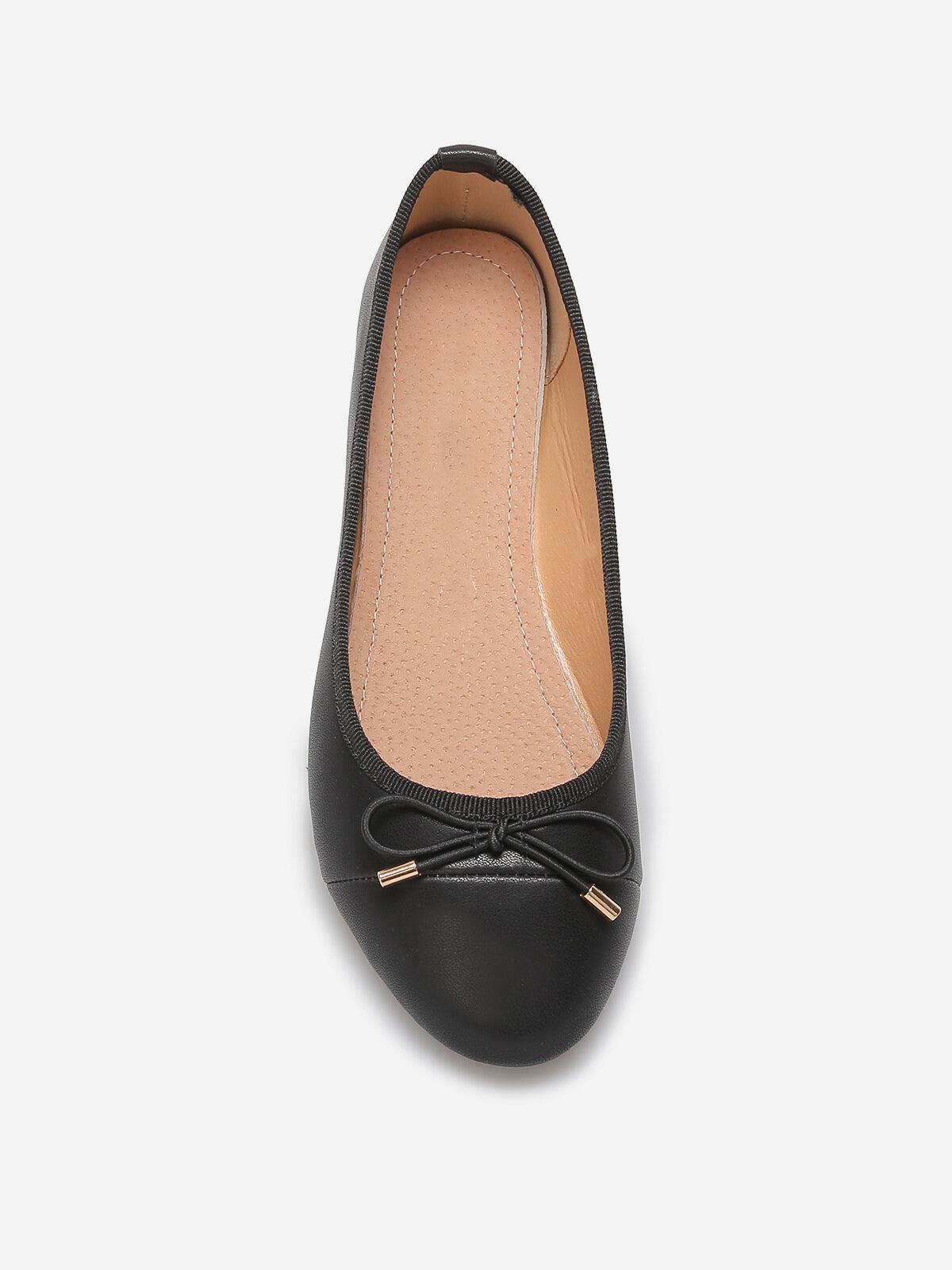 Ballerines en simili avec nœud- Noir