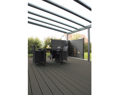 GCC (German Compact Composite) terrasplank, donkergrijs, 21x145x2000 mm, inclusief Cradle-to-Cradle Gold-certificering