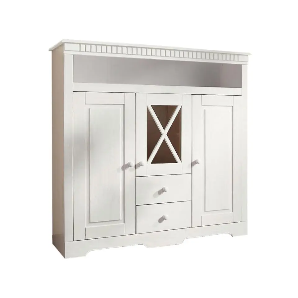 Lisa - Dressoir met 3 deuren en 2 laden in wit gebeitst grenen