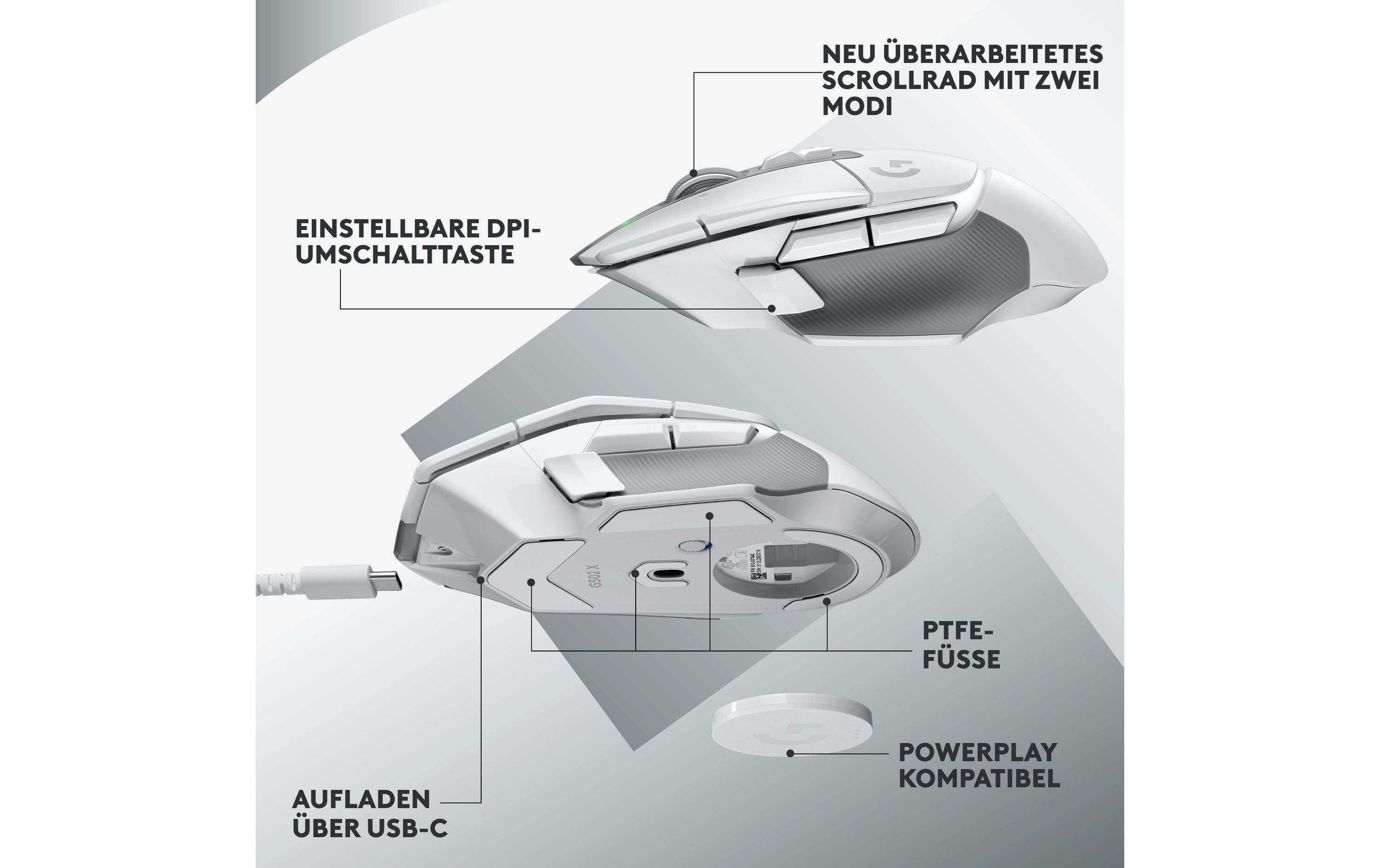 Gaming-Maus G502 X Lightspeed WeissKabellose Gaming-Maus mit Lightspeed Technologie