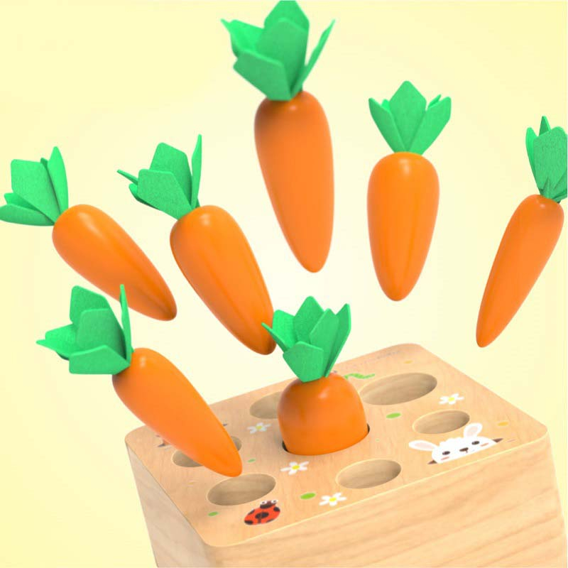 (125x125mm) Holz Spielzeug Kinder Steckspiel Motorik Puzzle Lernspiel - Karotte