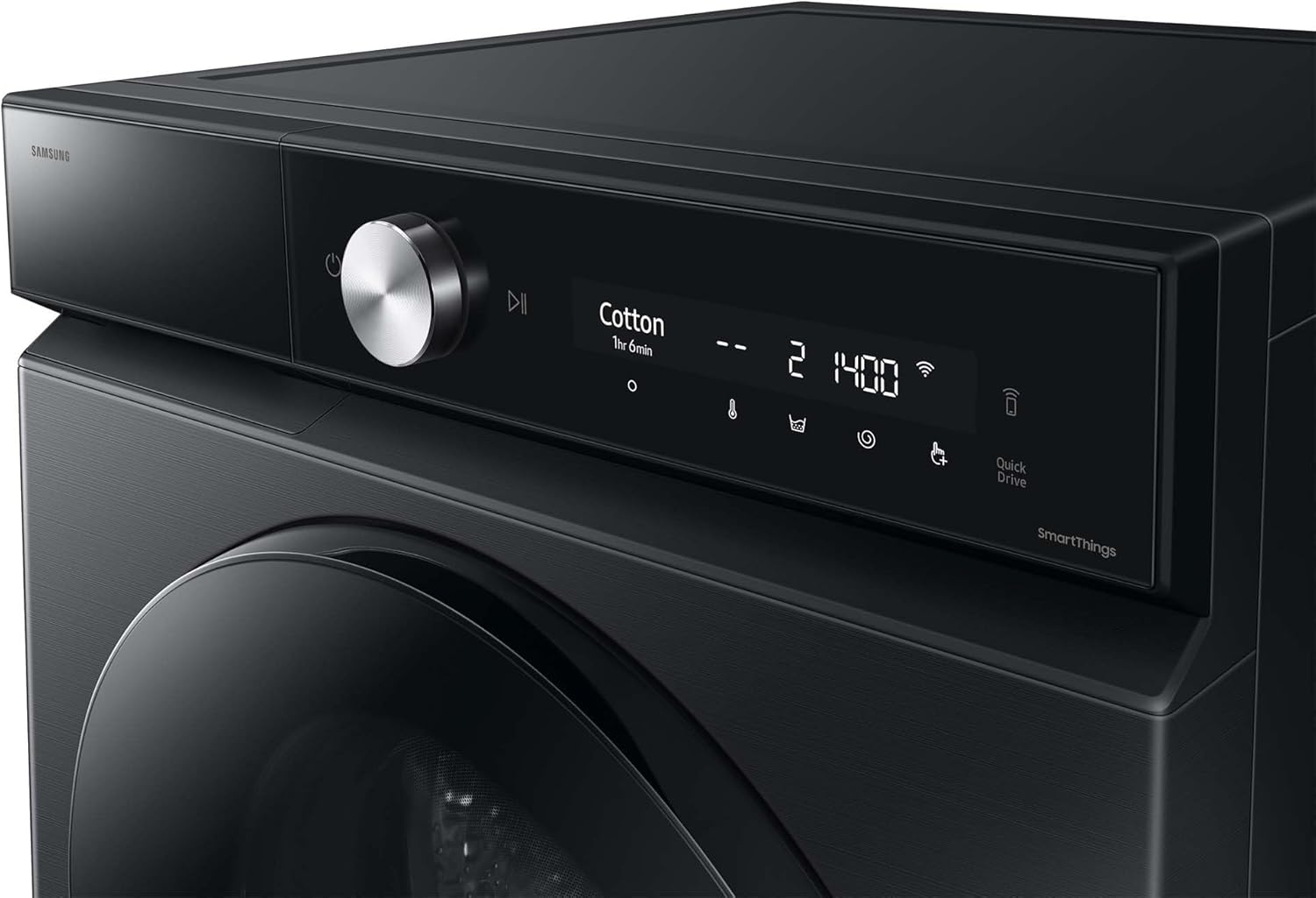 Samsung WD90DB8B85GBU2 Bespoke AI Waschtrockner, 9+6 kg, EEK: D/A (-10%), Waschmaschine und Trockner in einem, QuickDrive, AI Ecobubble, AI Wash, SuperSpeed 39 Min. Waschprogramm, Schwarz