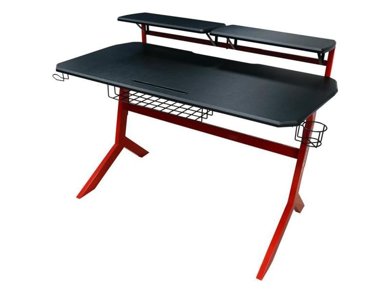 LC-Power Gaming Tisch LC-GD-1R Schwarz/Rot Gaming-Schreibtisch für bis zu zwei Monitore