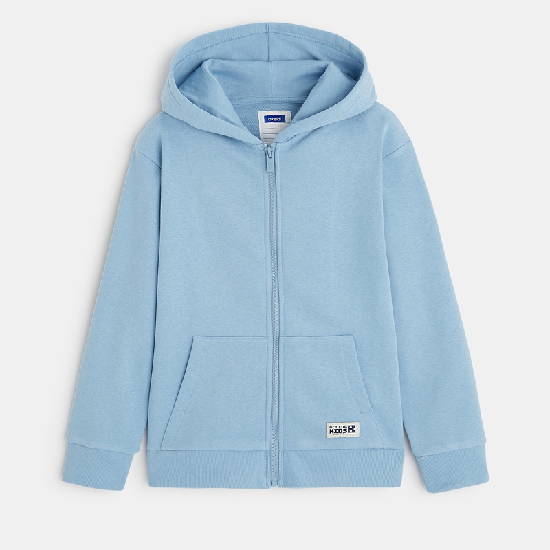 Sweat zippé à capuche bleu garçon