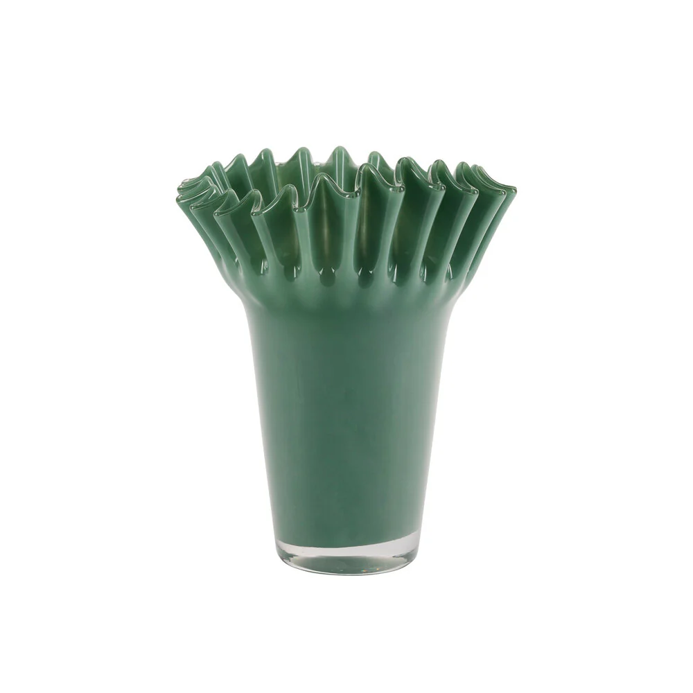 Bahne Interior  Vase med waffle kant, grøn - H22cm