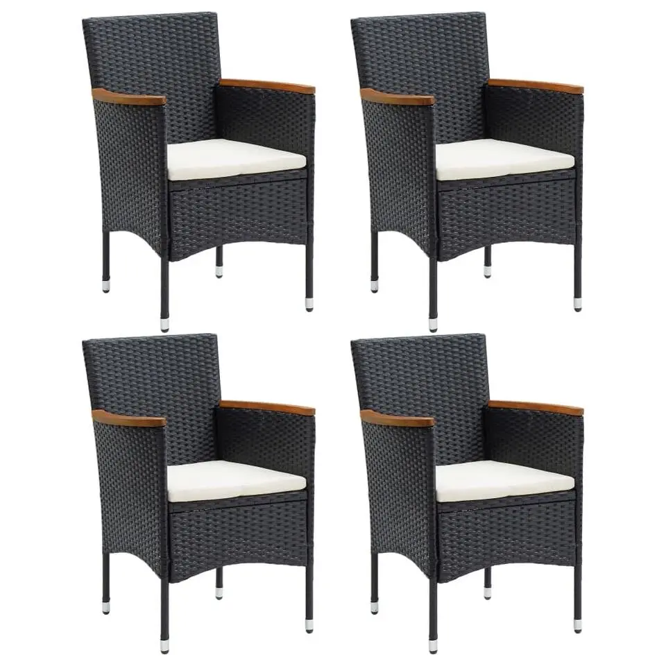 vidaXL - Tuinstoelen - Zwart - Rattan - 4 stuks