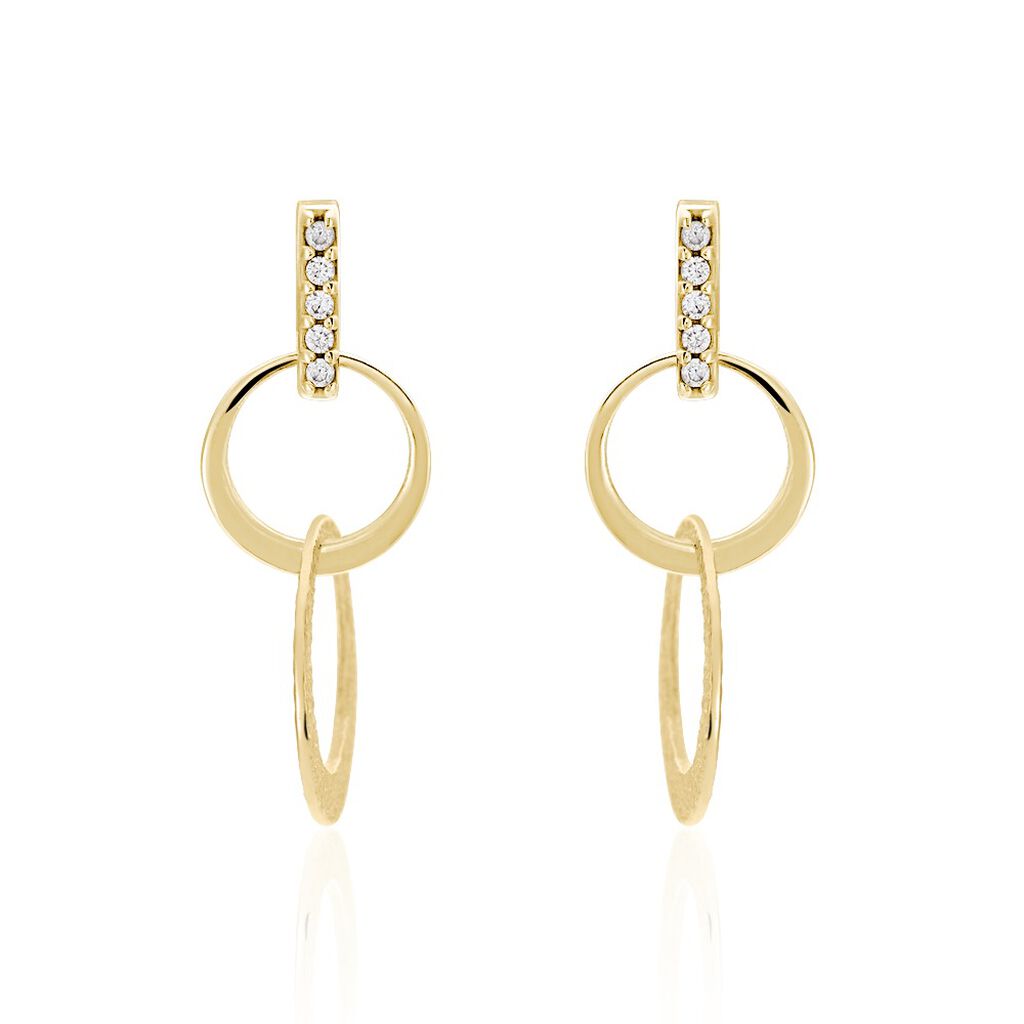 Boucles D'oreilles Pendantes Jenni Plaqué Or Jaune Oxyde De Zirconium