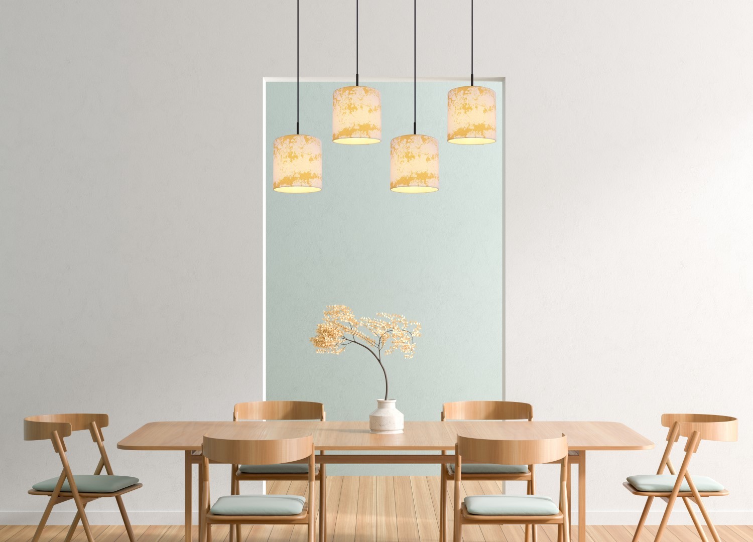 Pendelleuchte - schwarz-gold - Metall - 150 cm hoch