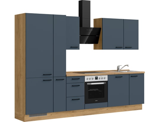 CONCEPT1 - Pack Cuisine Carena 300cm H7 Gauche Bleu fjord ultra-mat