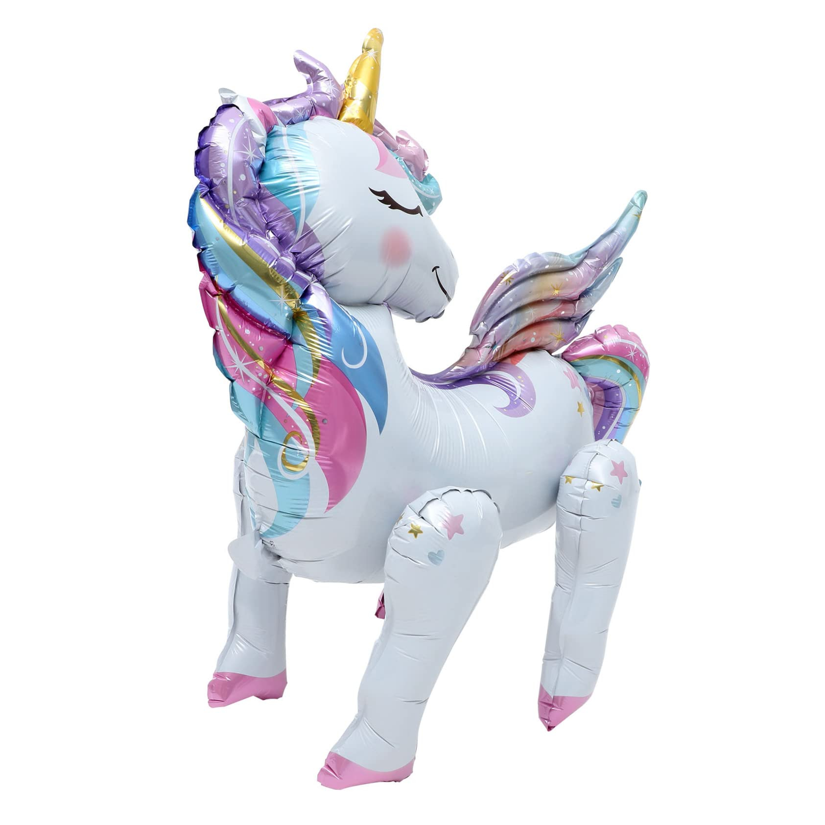 (70x82cm) Einhorn Folien Ballon Kinder Geburtstag Party Deko Luftballon - Weiss / Rosa