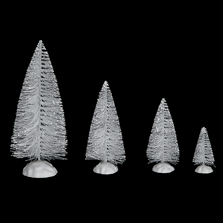 Village de Noël Lot de 10 petits sapins de Noël blancs décoratifs, à poser, différentes tailles