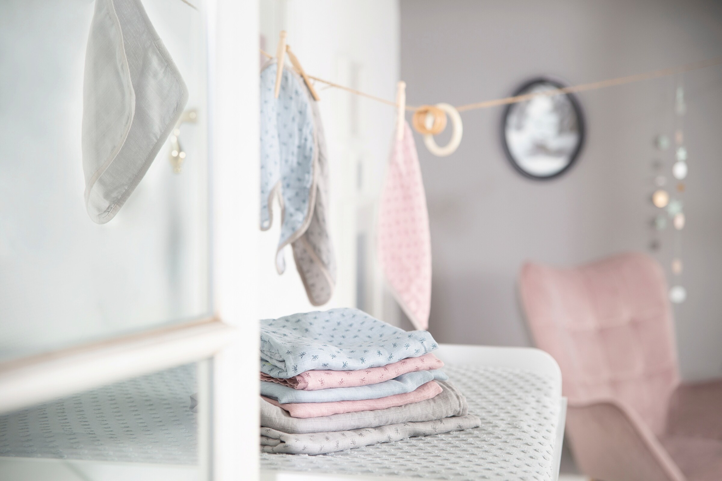 roba 2er Set Puck- und Stilltuch Lil Planet rosa