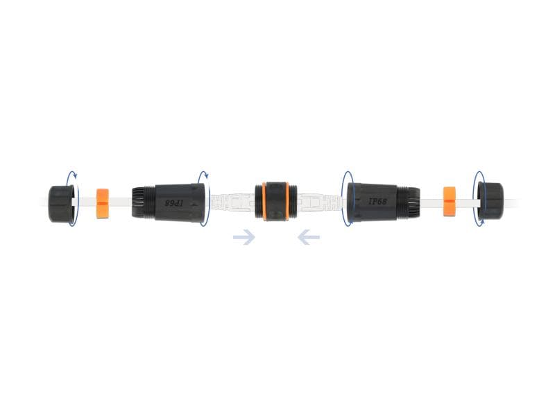 Delock Kupplung RJ-45, Cat.6A, orange, Wasserfest 1 Stück Delock Kabelverbinder RJ45 Buchse zu RJ45 Buchse Cat.6A wasserfest
