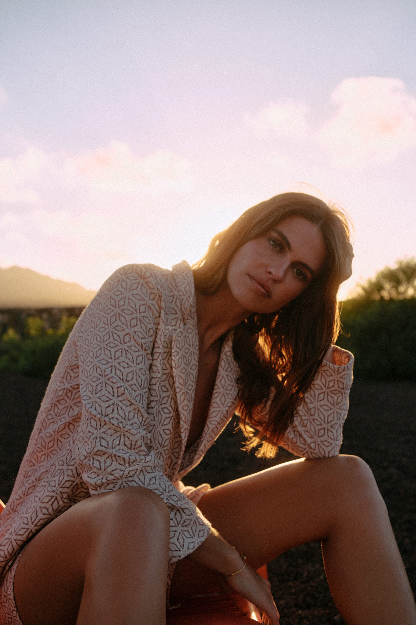 Blazer fluida - Estampado branco