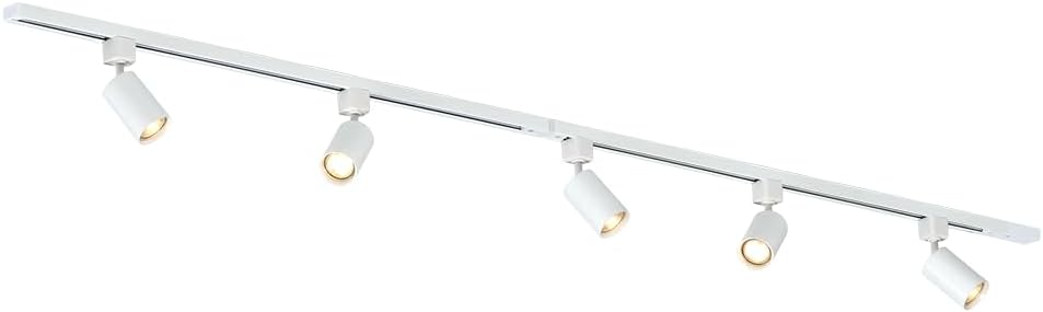 Qub FOCUS III – Spotbalken, 5-flammig – Schienensystem für Innenbeleuchtung, Komplett-Set mit 5 Spots für GU10 Leuchtmittel und 2 Schienen à 1 m = 2 m – Weiß