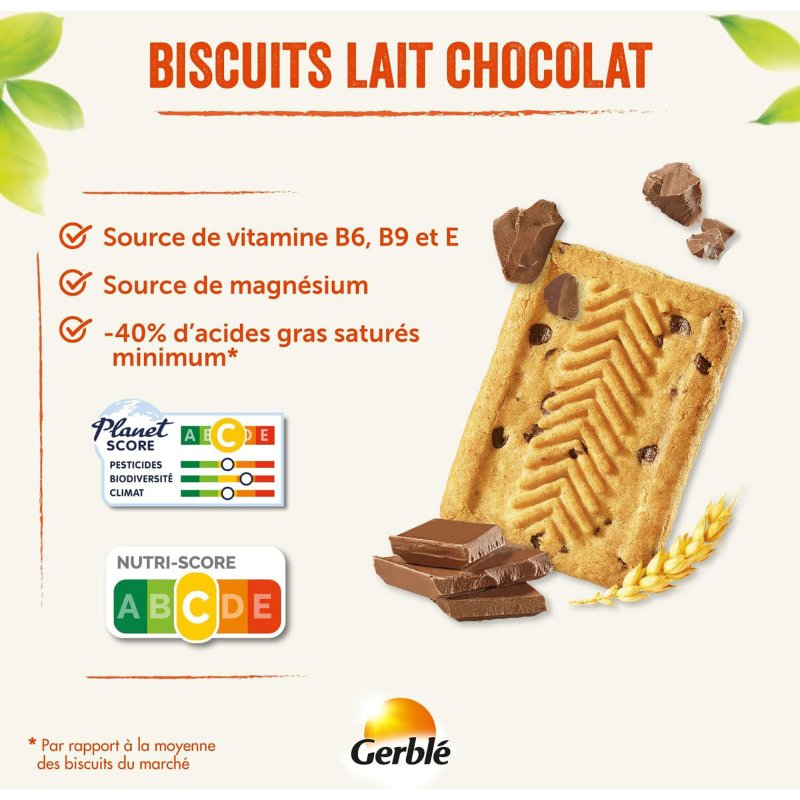 Biscuits chocolat au lait Gerblé x 4 - Boîte de 46 g